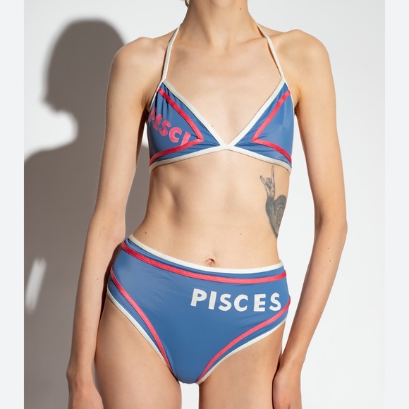 Fendi Blue Lycra Zodiac Pisces 2 Piece Swimsuit in Small - Picture 4 of 8
